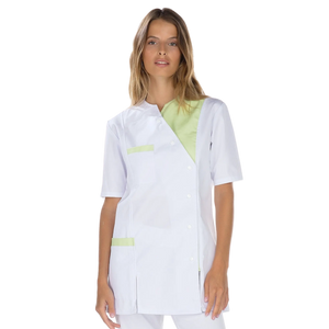 Agathe – Tunika – Kurzarm – Damen – 75 cm My Bluse Twill-Weiß-Anis-T6-XXXL