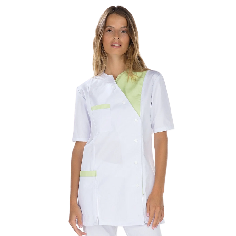 Agathe – Tunika – Kurzarm – Damen – 75 cm My Bluse Twill-Weiß-Anis-T6-XXXL