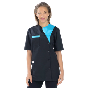 Agathe – Tunika – kurze Ärmel – Damen – 75 cm. Meine Bluse – Twill-Schwarz-Atoll-T6-XXXL