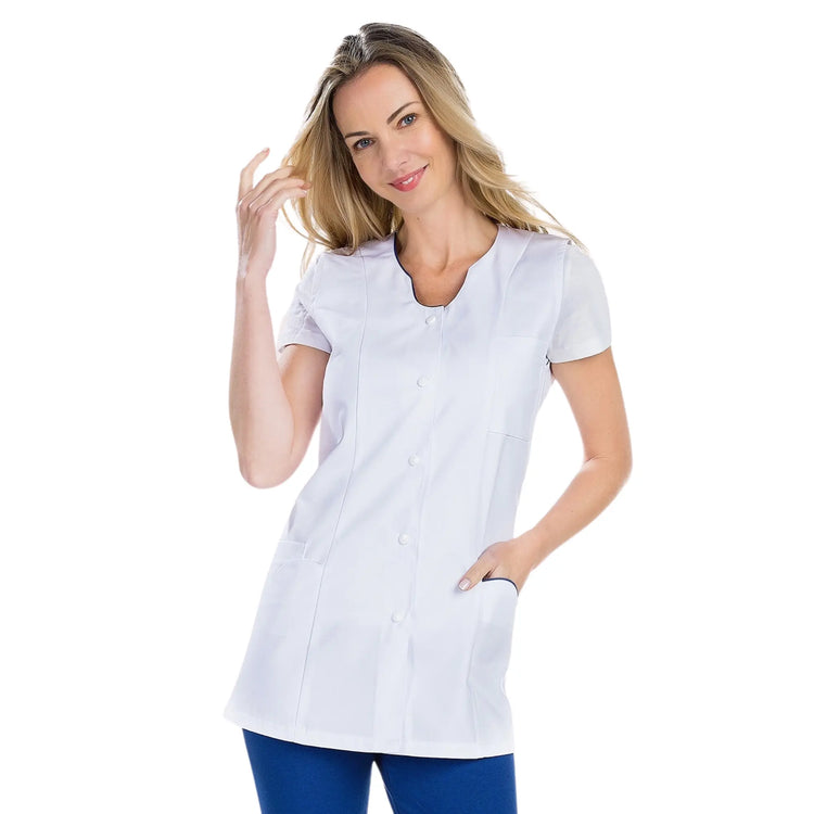 Anaïs - Tunique - Sans Manches - Femme - 75cm My Blouse  Sergé-Blanc-Marine-T6-XXXL