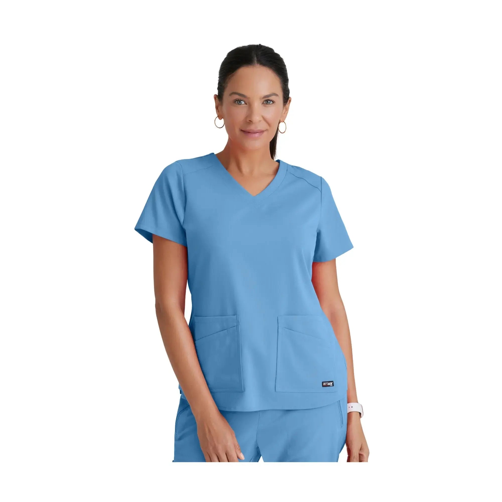 Aura - Tunica con scollo a V - Donna - Grey's Anatomy Stretch Grey's Anatomy  Sky Blue / XL