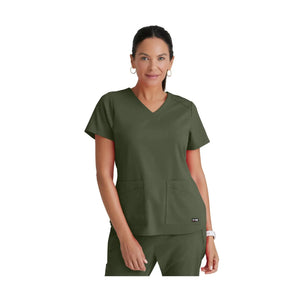 Aura - Tunica con scollo a V - Donna - Grey's Anatomy Stretch Grey's Anatomy  Verde oliva / XL