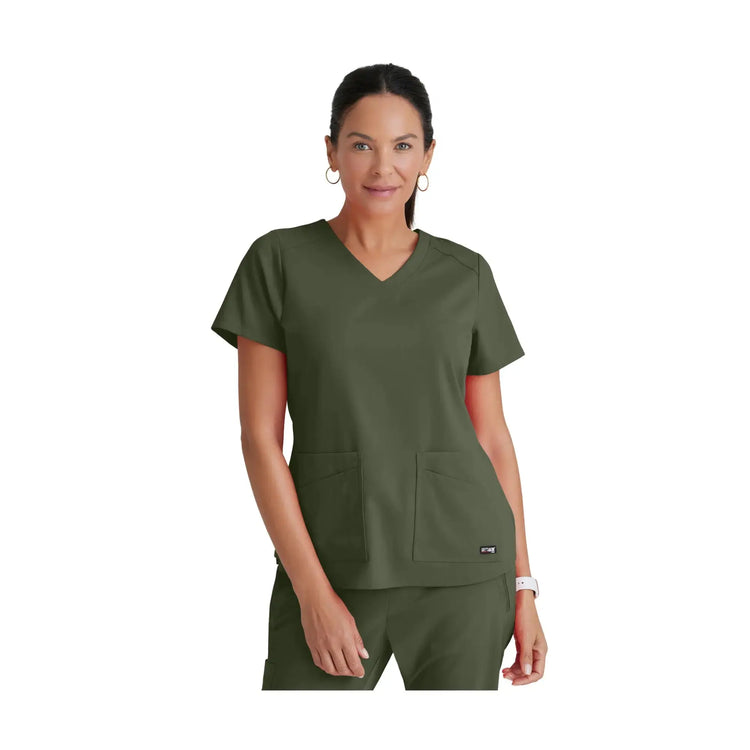 Aura - Tunica con scollo a V - Donna - Grey's Anatomy Stretch Grey's Anatomy  Verde oliva / XL