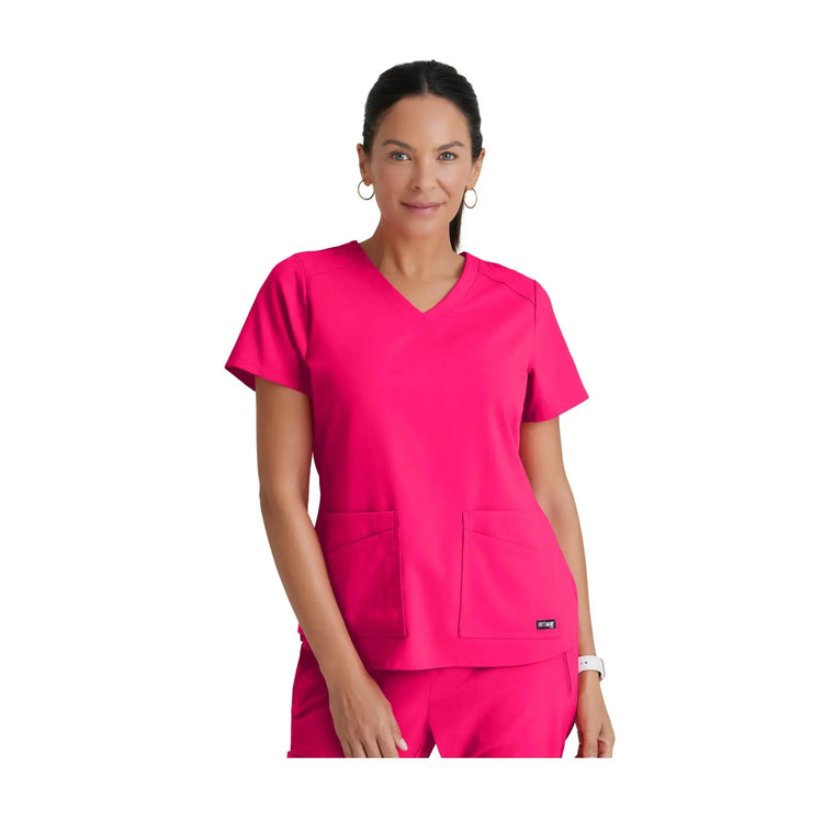 Aura - Tunica con scollo a V - Donna - Grey's Anatomy Stretch Grey's Anatomy Rosa Fucsia / XL