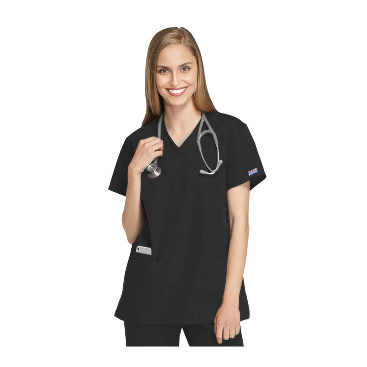 Bayonne – Medizinische Tunika – Wickeleffekt – Kurzarm – Damen – 72 cm – Cherokee Cherokee Authentic Workwear 