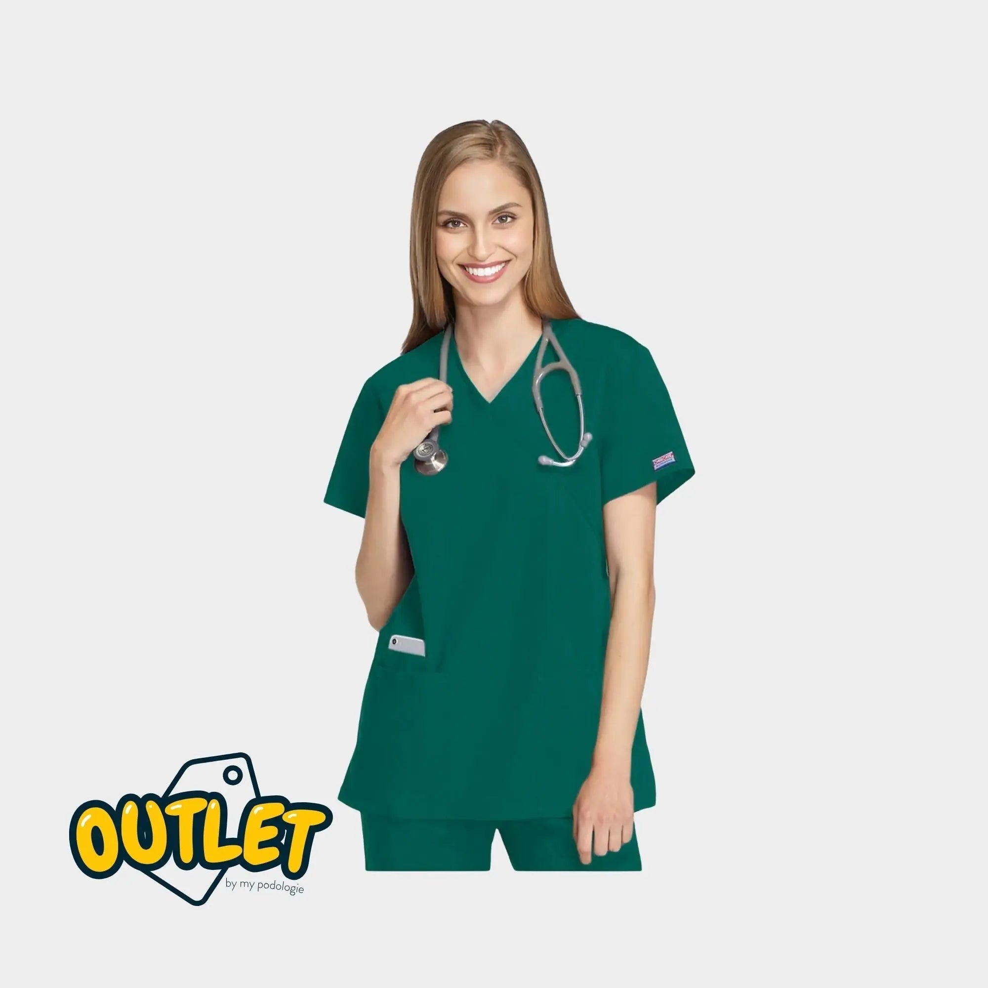 Bayonne - Tunique médicale effet cache-coeur  - Femme - 72 cm - Cherokee - Fin de série Cherokee Authentic Workwear 