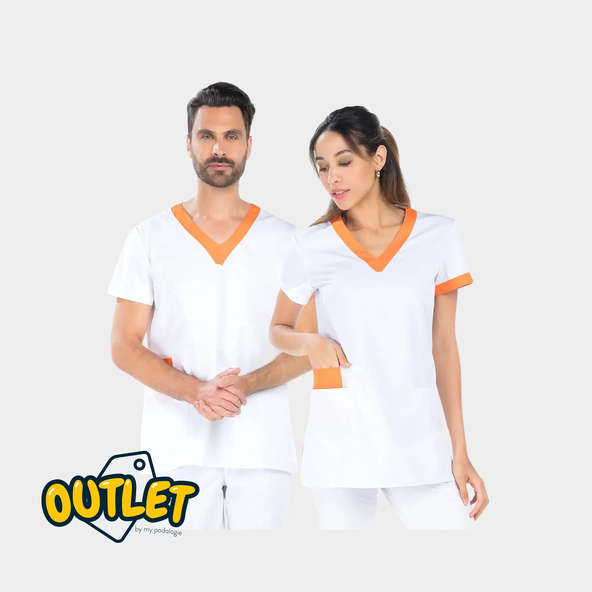 Blouse femme - Taille M - My Blouse // Fin de série My Podologie  Dan - sergé blanc/clémentine