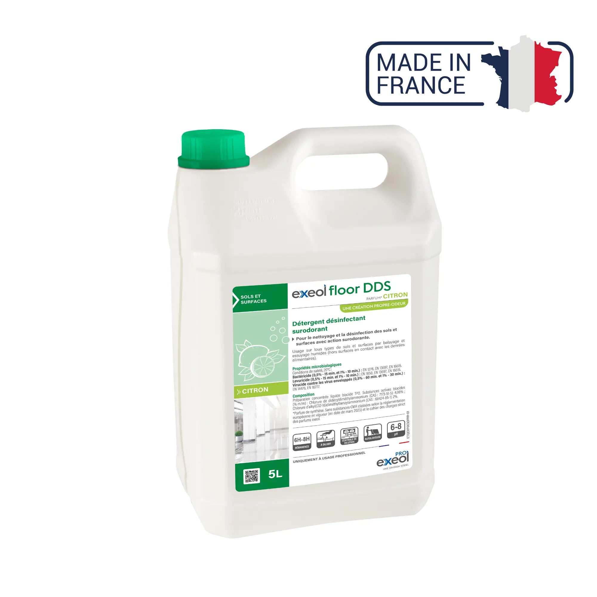 Exeol Floor DDS - Détergent désinfectant surodorant sols et surfaces - Sodel Exeol 
