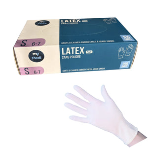Gants d'examen - Latex - Sans poudre - Ambidextres - Boite de 100 - My Podologie MP  S