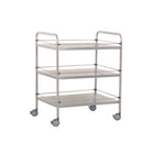 Tavolino in acciaio inox - 3 ripiani - 70 x 50 x 80 cm - Gallerie rimovibili