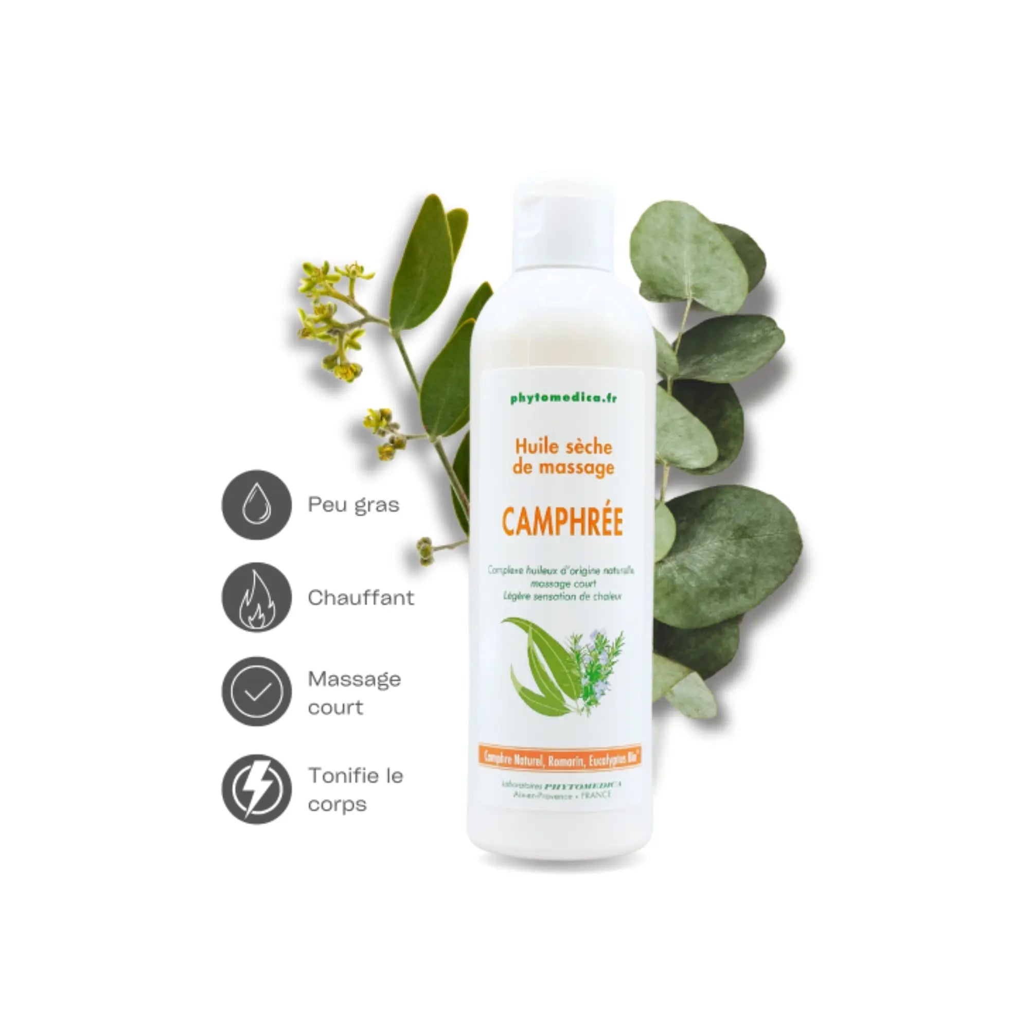 Olio da massaggio secco - Canfora - due capacità - Phytomeda Laboratoires Phytomedica 