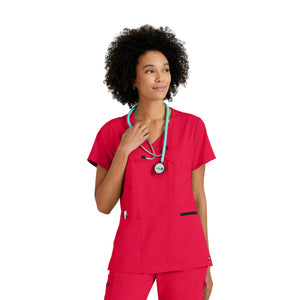 Kim - Tunique col V croisé - Femme - Grey’s Anatomy Stretch Grey’s Anatomy  Rouge / XL