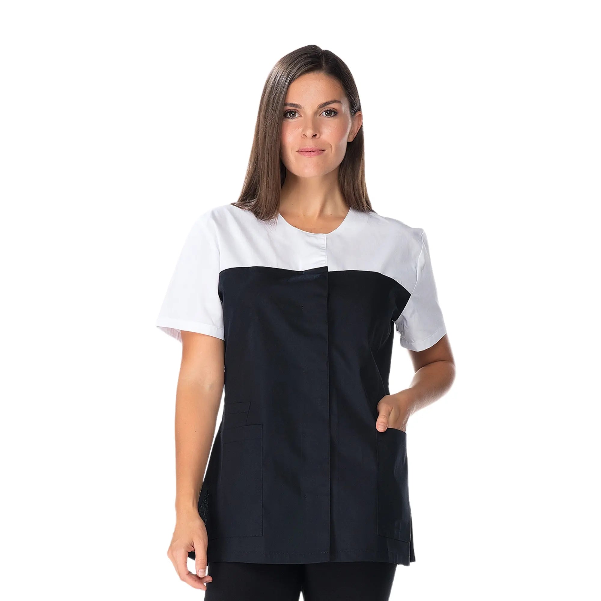 Lola - Tunique Manches Courtes - Femme - 75 cm My Blouse  Noir-Blanc-T6-XXXL