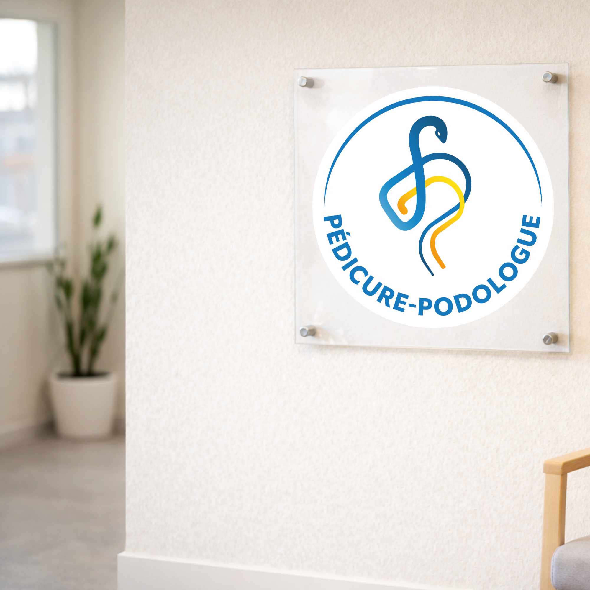 Targa pedicure-podologo con logo ufficiale - Plexiglas 45x45cm - Senza distanziali My Podologie 