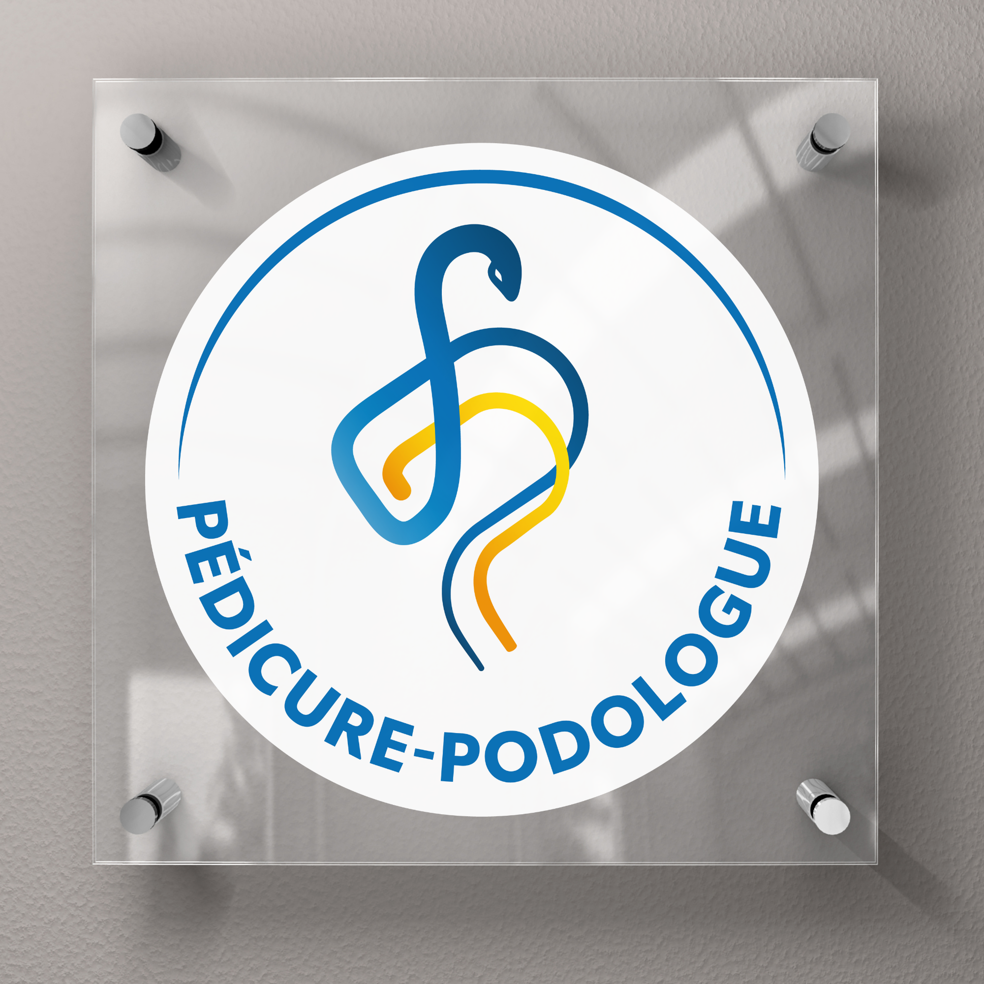 Plaque pédicure-podologue avec logo officiel - Plexiglas 45x45cm - Sans fixation My Podologie 
